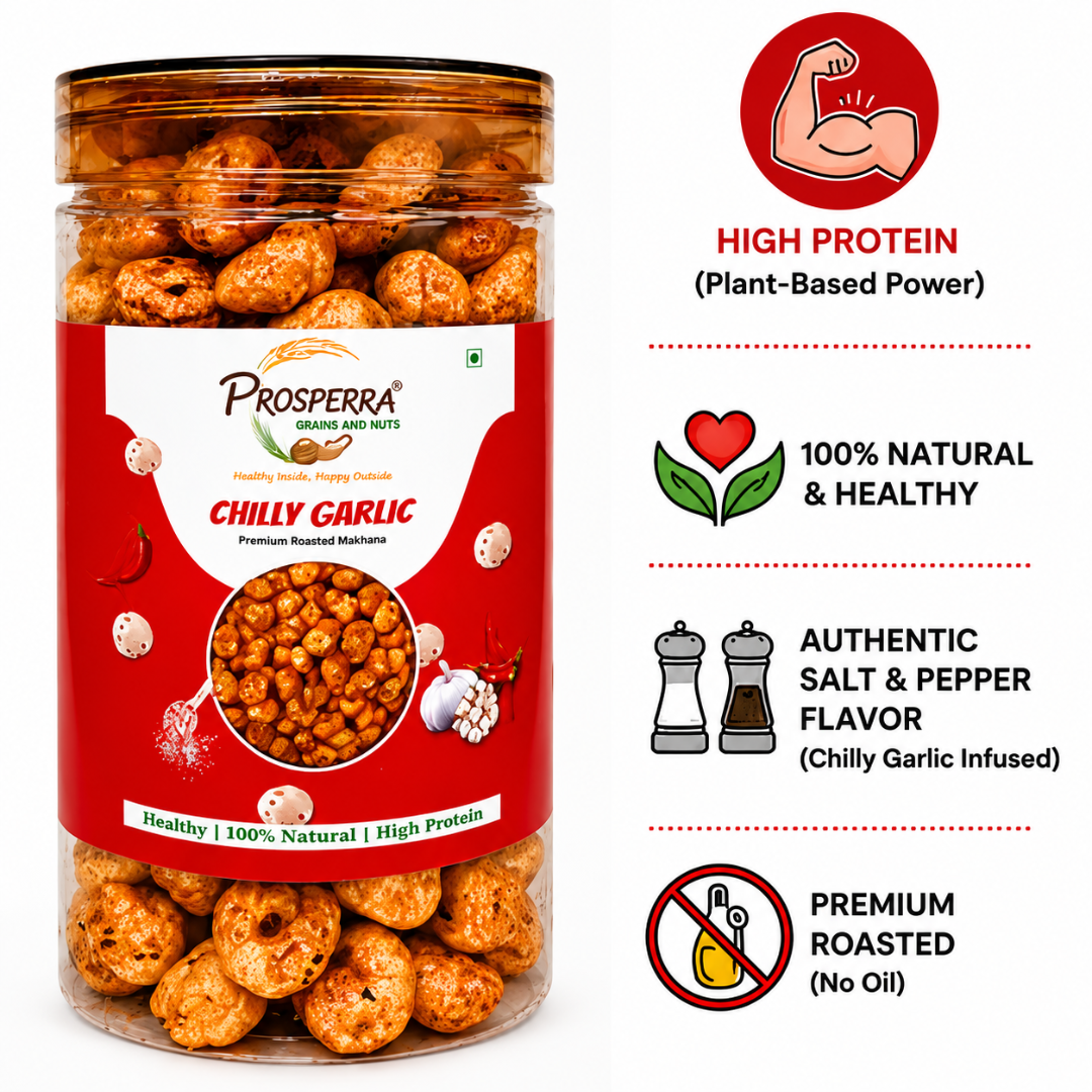 Chilli Garlic Makhana Pack of 3 - Prosperra Grains & Nuts