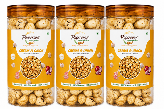 Cream & Onion Makhana Pack of 3 - Prosperra Grains & Nuts