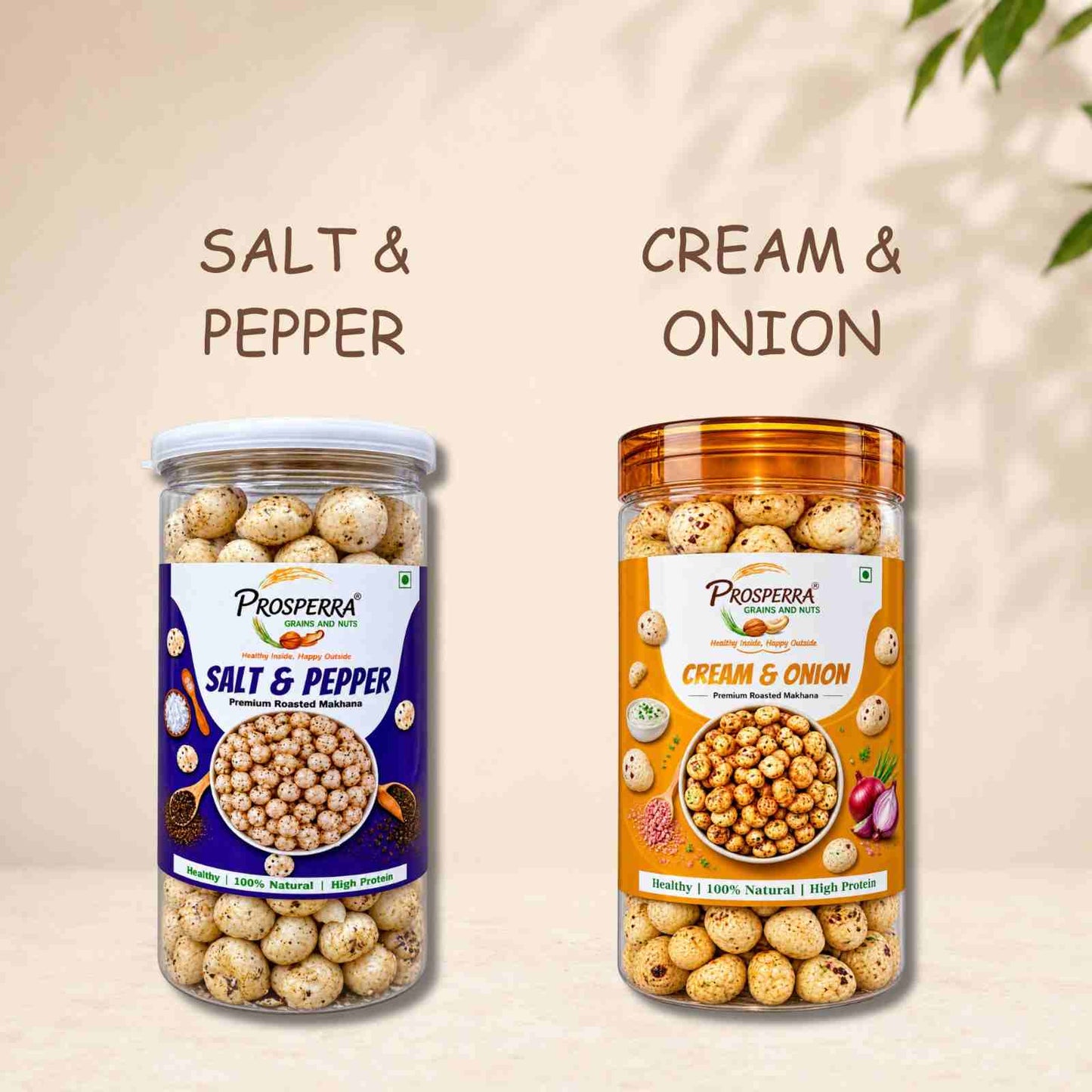 Prosperra Rakhi Hamper for Brother – Cream & Onion and Salt & Pepper Roasted Makhana with Premium Rakhi | Raksha Bandhan Gift
