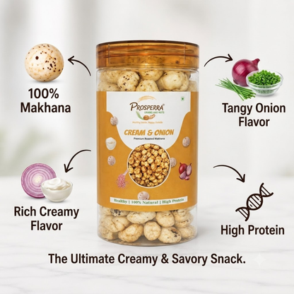 Cream & Onion Makhana Pack of 3 - Prosperra Grains & Nuts