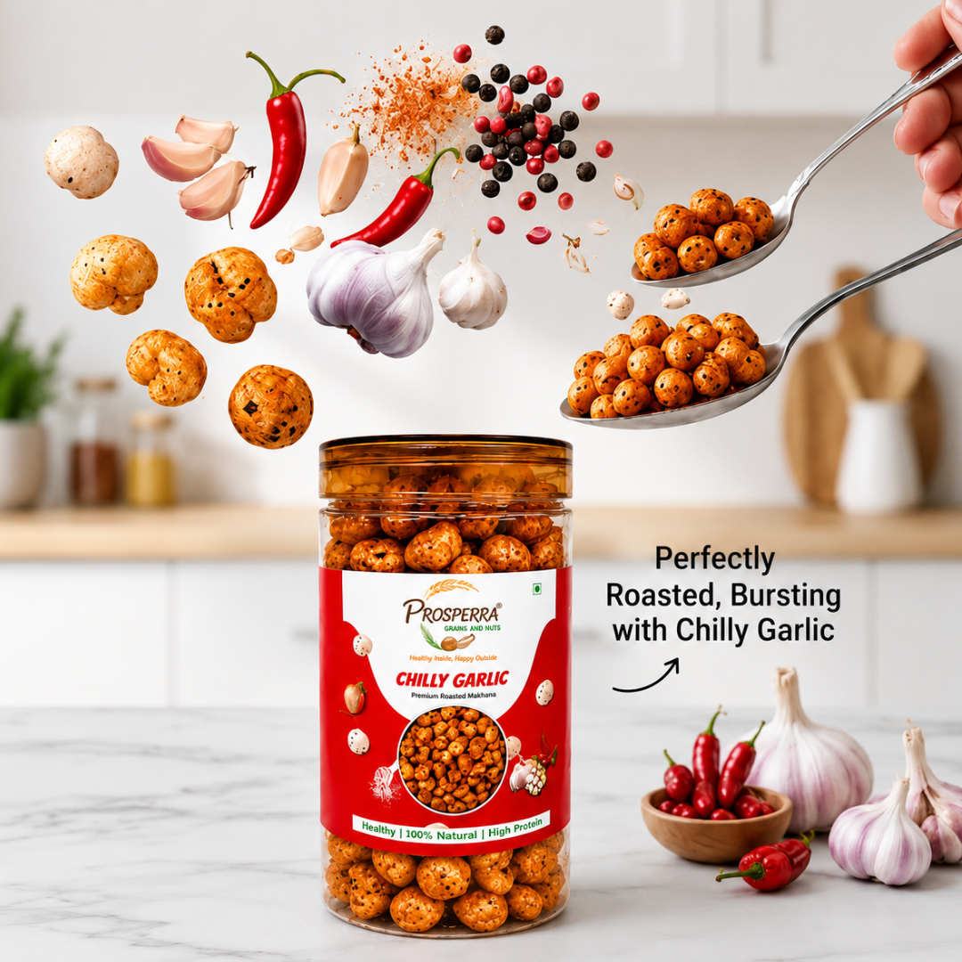 Chilli Garlic Makhana Pack of 3 - Prosperra Grains & Nuts