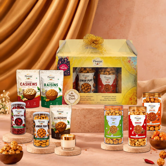 Prosperra Premium Diwali Gift Hamper | Roasted Makhana, Dry Fruits & Healthy Snacks