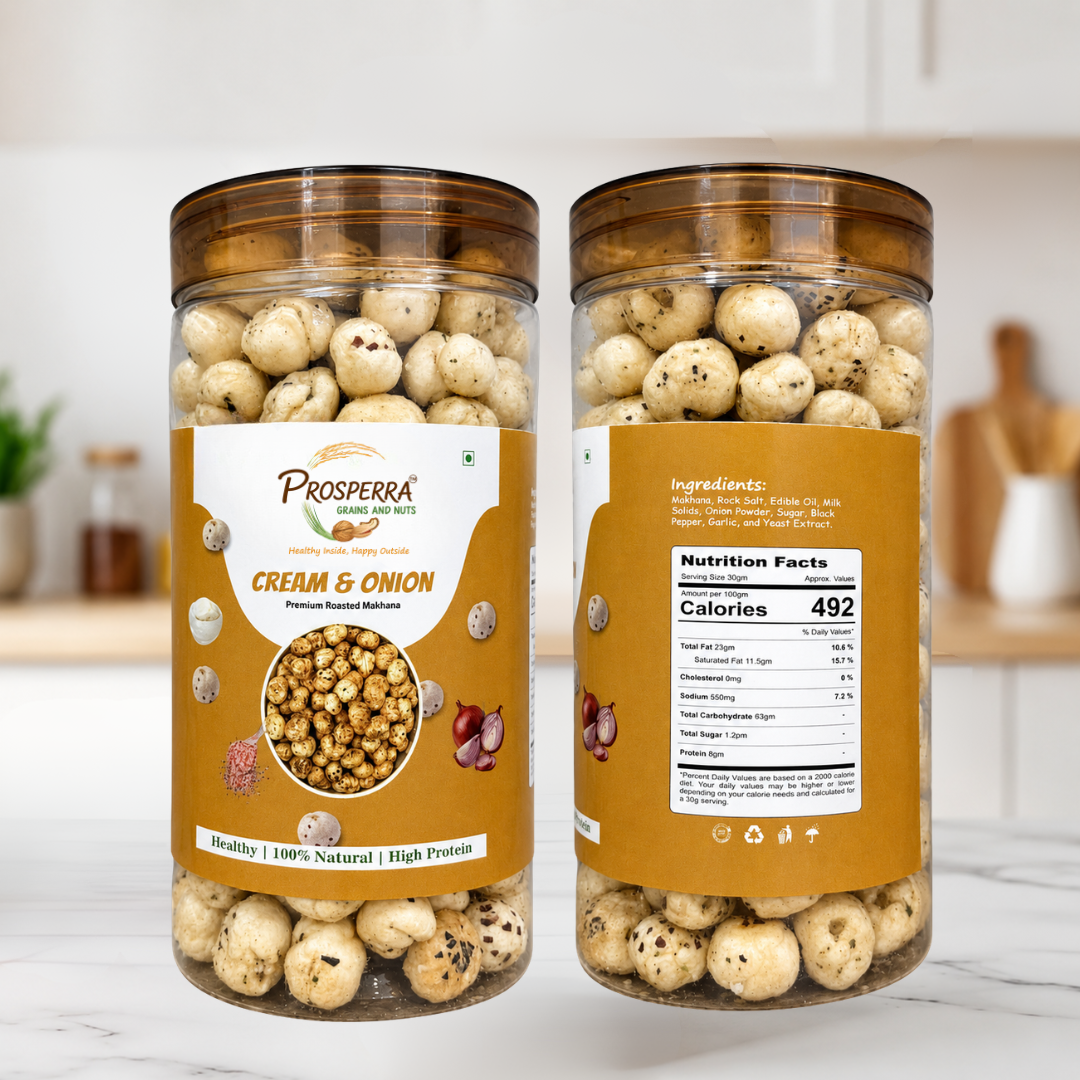 Cream & Onion Makhana Pack of 3 - Prosperra Grains & Nuts