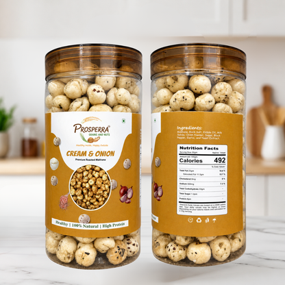 Cream & Onion Makhana Pack of 3 - Prosperra Grains & Nuts