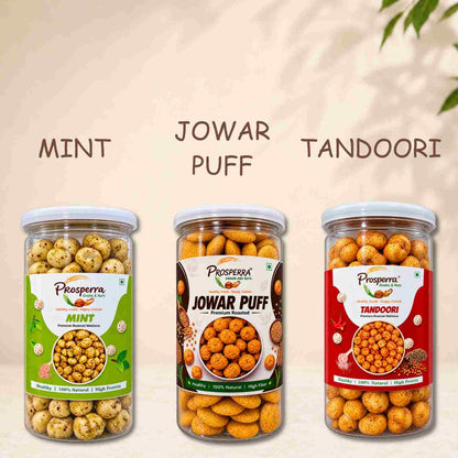 Prosperra Premium Rakhi Hamper for Brother – Mint Makhana, Jowar Puff & Tandoori Makhana with Rakhi | Raksha Bandhan Gift
