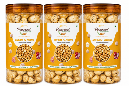 Cream & Onion Makhana Pack of 3 - Prosperra Grains & Nuts