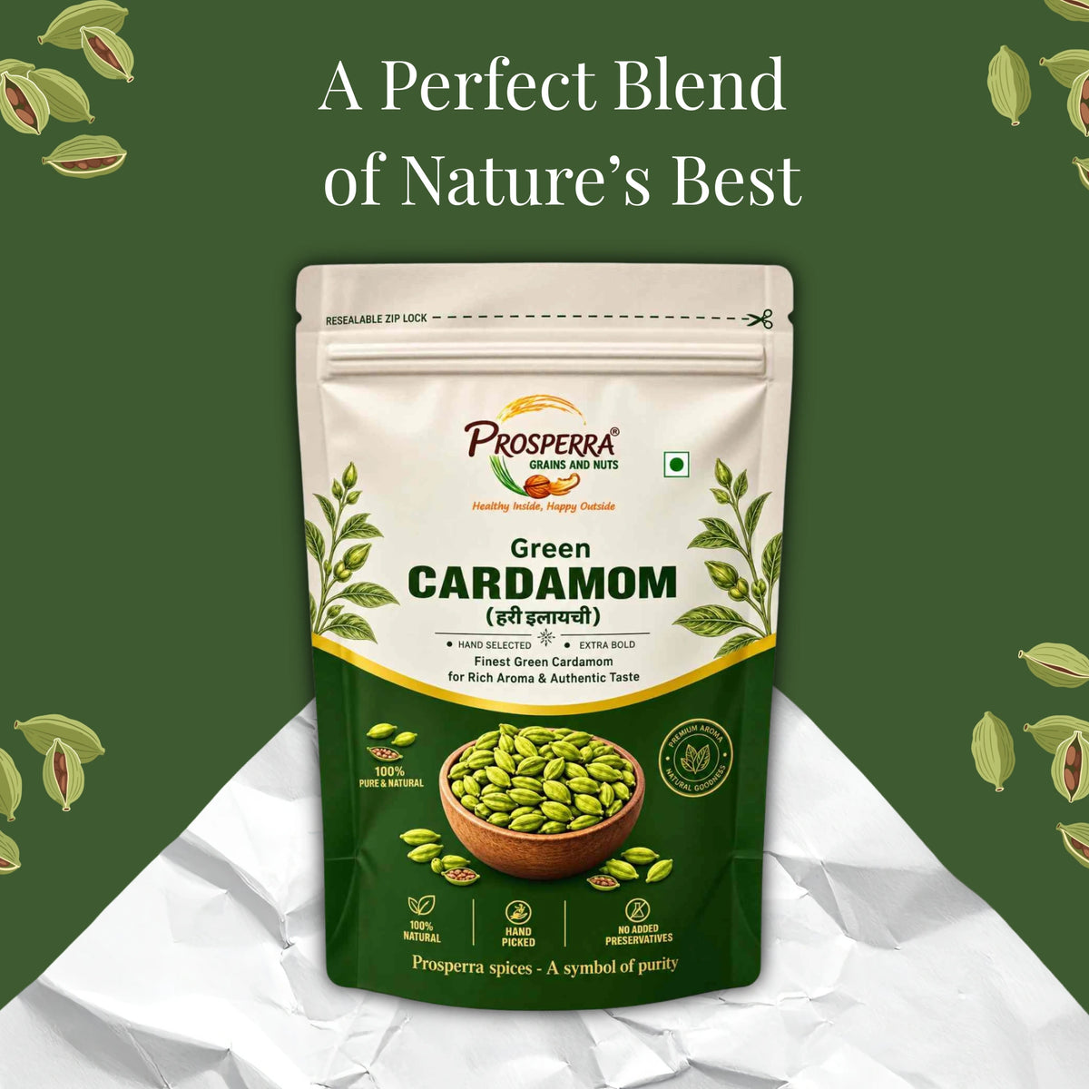Green Cardamom (Elaichi) – Aromatic & Flavorful Spice (Prosperra Premium)