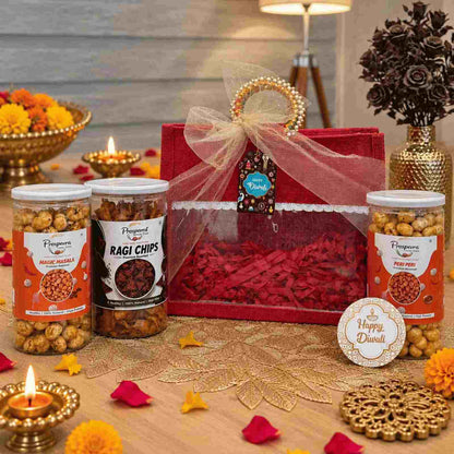 Prosperra Premium Makhana & Ragi Chips Diwali Gift Hamper | Flavoured Fox Nuts