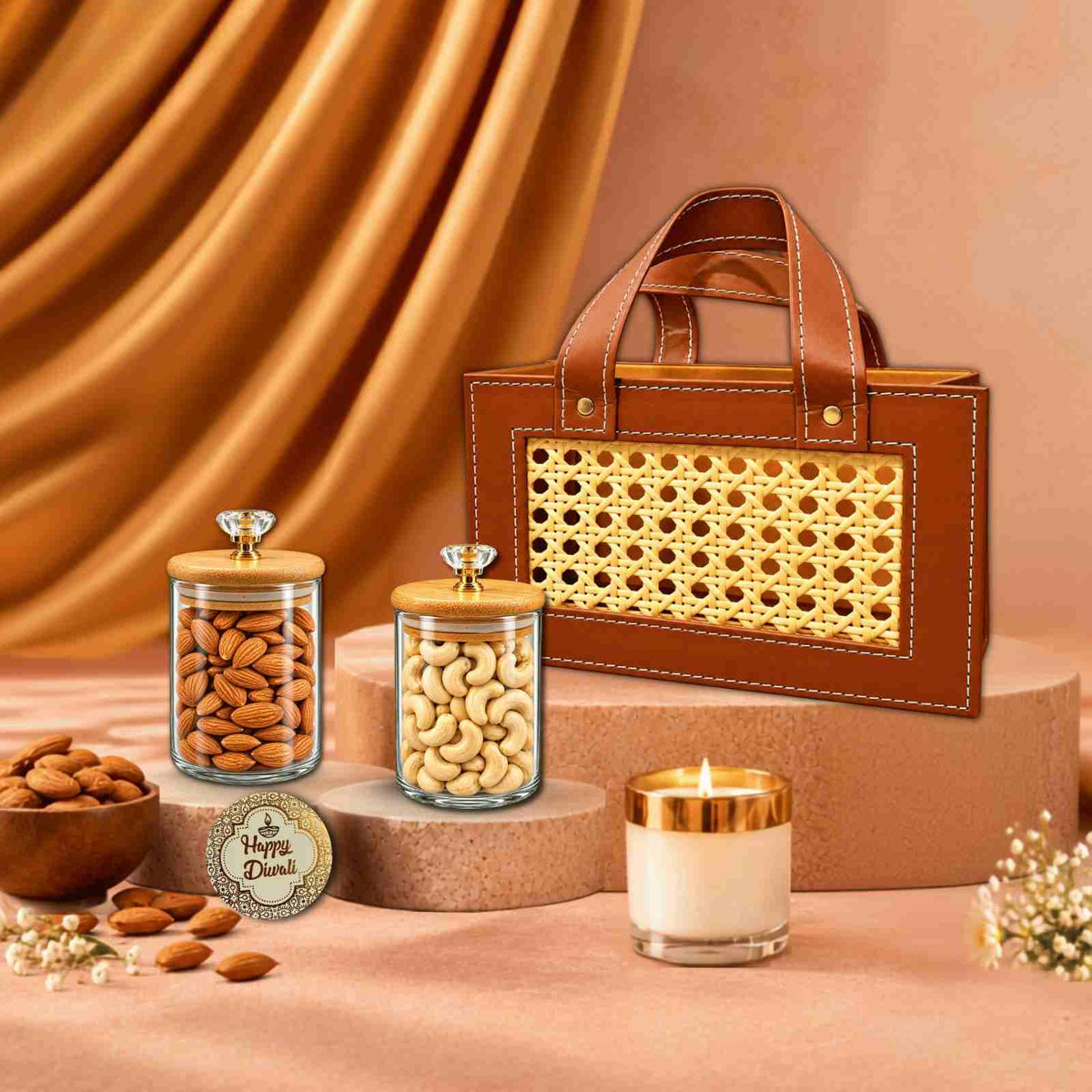 Prosperra Premium Almonds & Cashews Diwali Gift Hamper | Festive Dry Fruit Gift Set