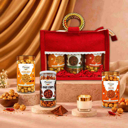 Prosperra Premium Makhana & Ragi Chips Diwali Gift Hamper | Flavoured Fox Nuts