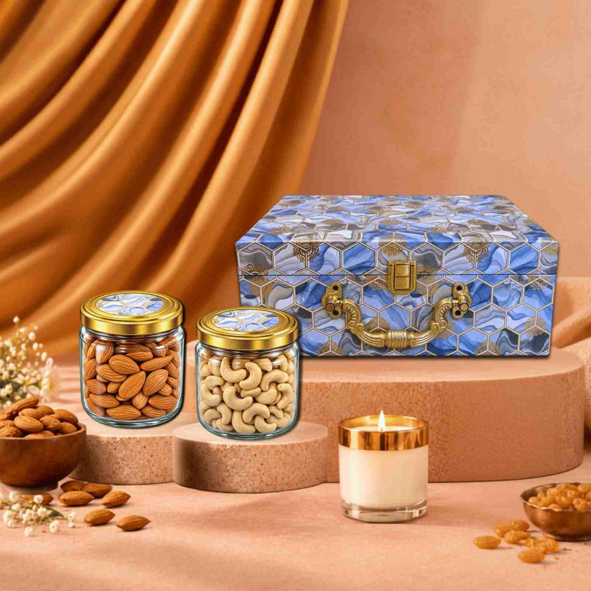 Prosperra Premium Almonds & Cashews Diwali Gift Hamper | Elegant Dry Fruit Gift Box