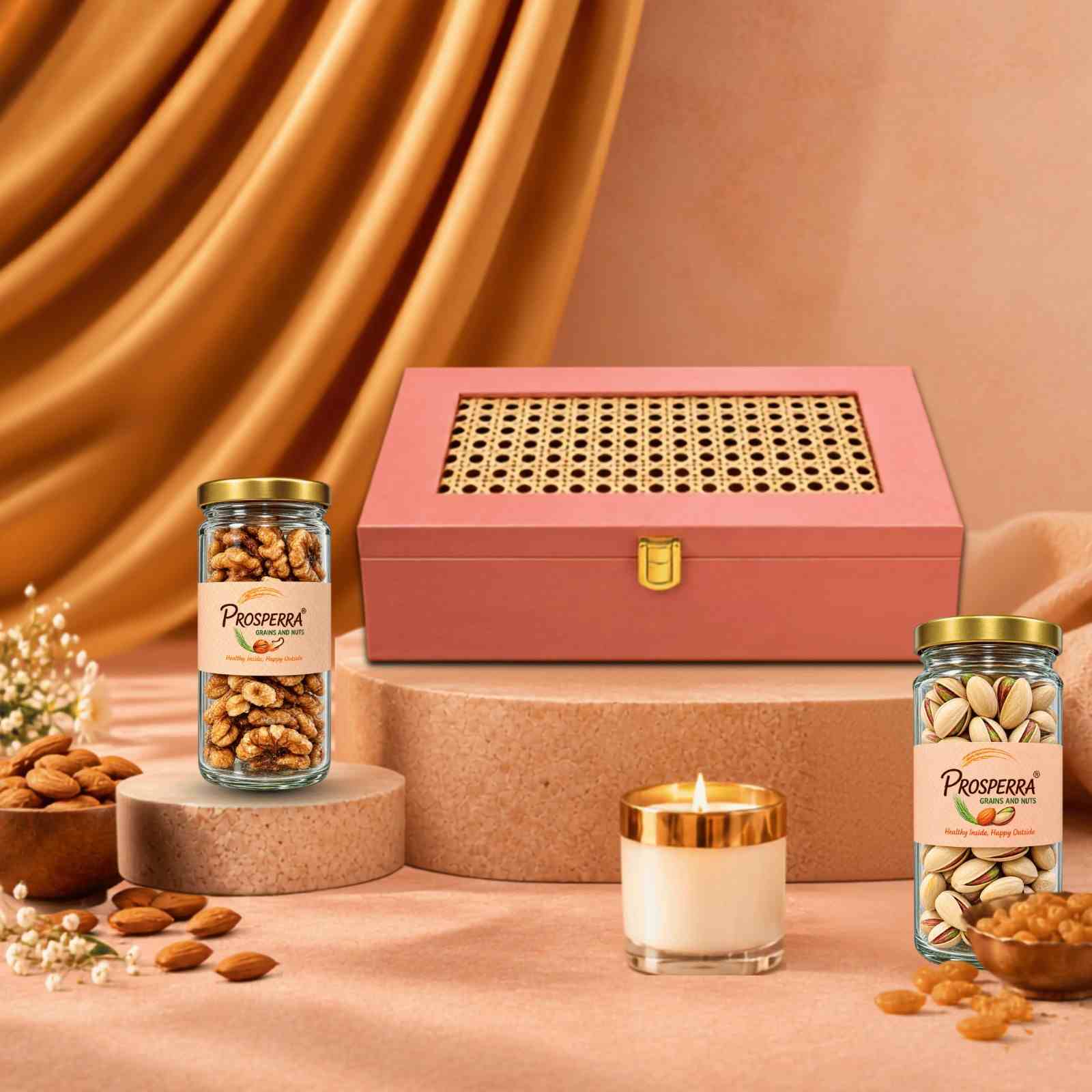 Prosperra Premium Pistachios & Walnuts Diwali Gift Hamper | Festive Dry Fruit Gift Box