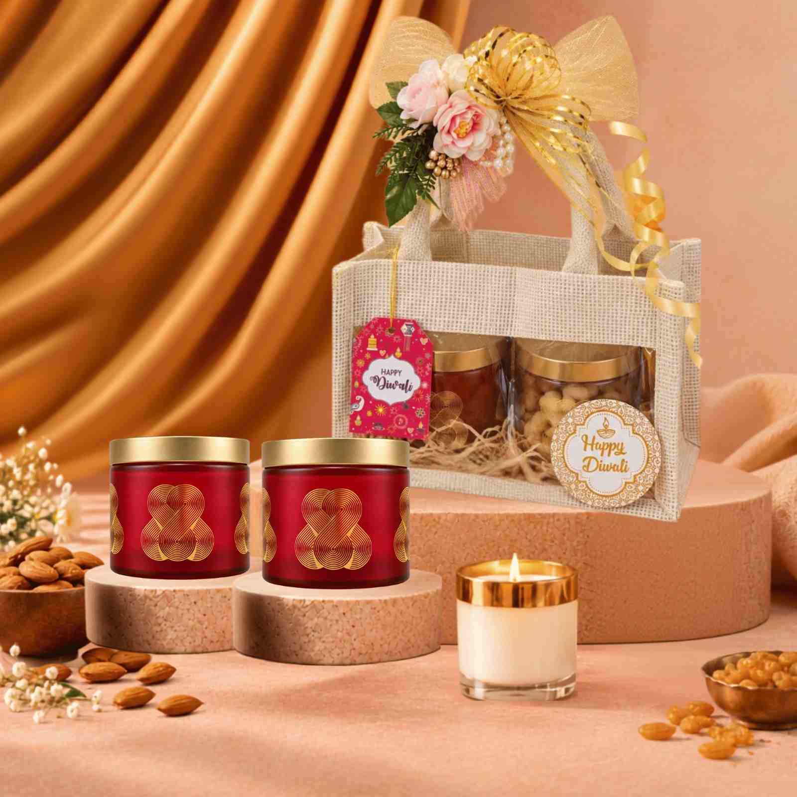 Diwali Gift Hamper with Premium Almonds & Cashews | Festive Dry Fruit Gift Box