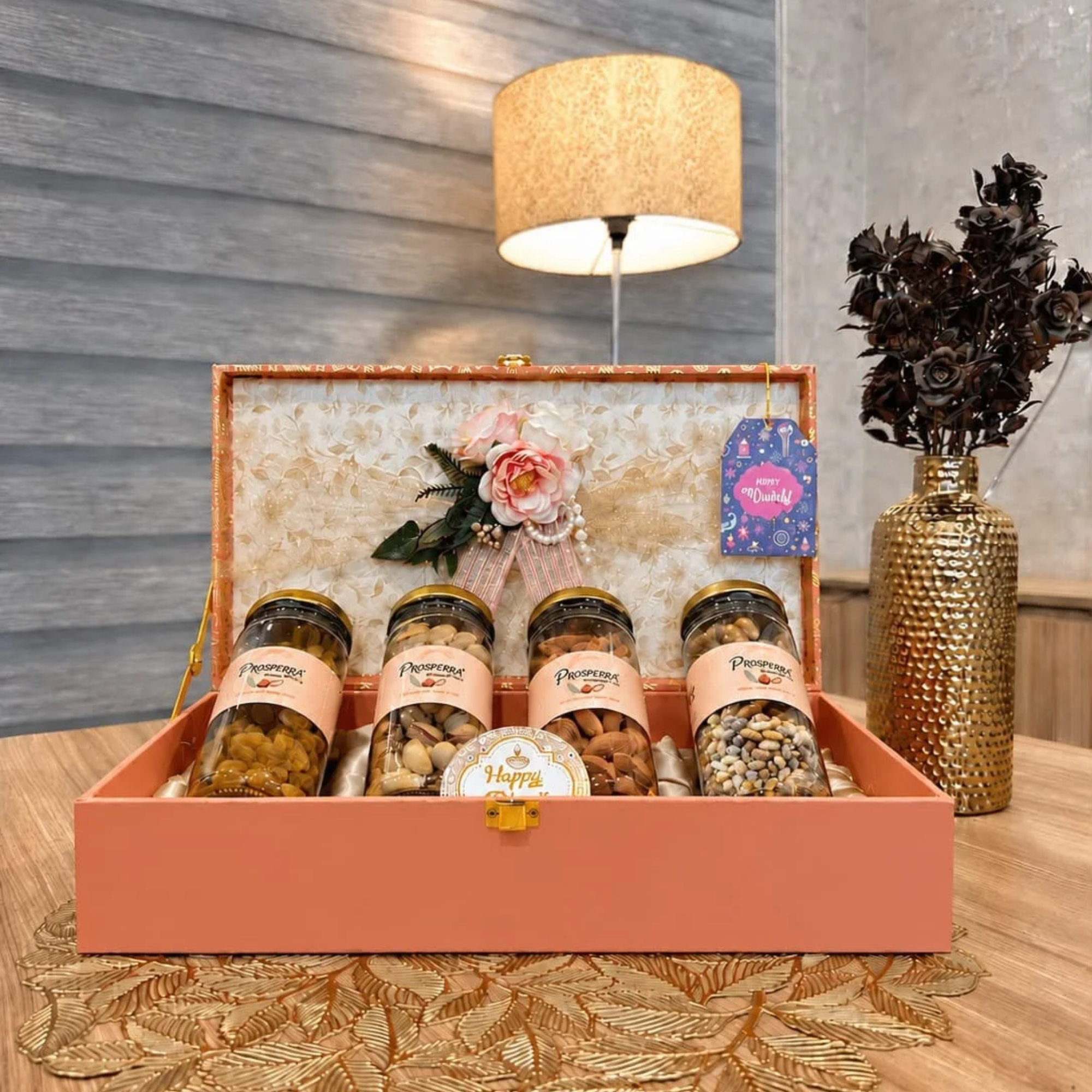 Prosperra Premium Dry Fruit Diwali Gift Hamper | Almonds, Cashews, Raisins & Pistachios