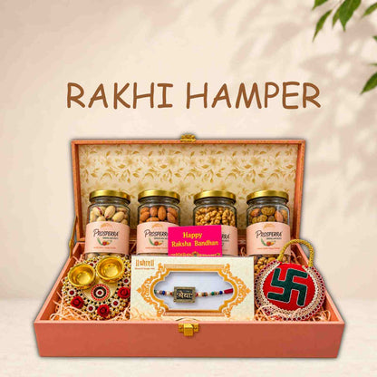 Prosperra Premium Rakhi Hamper for Brother – Pistachios, Almonds, Walnuts & Dry Fruit Mix with Rakhi | Raksha Bandhan Gift Box
