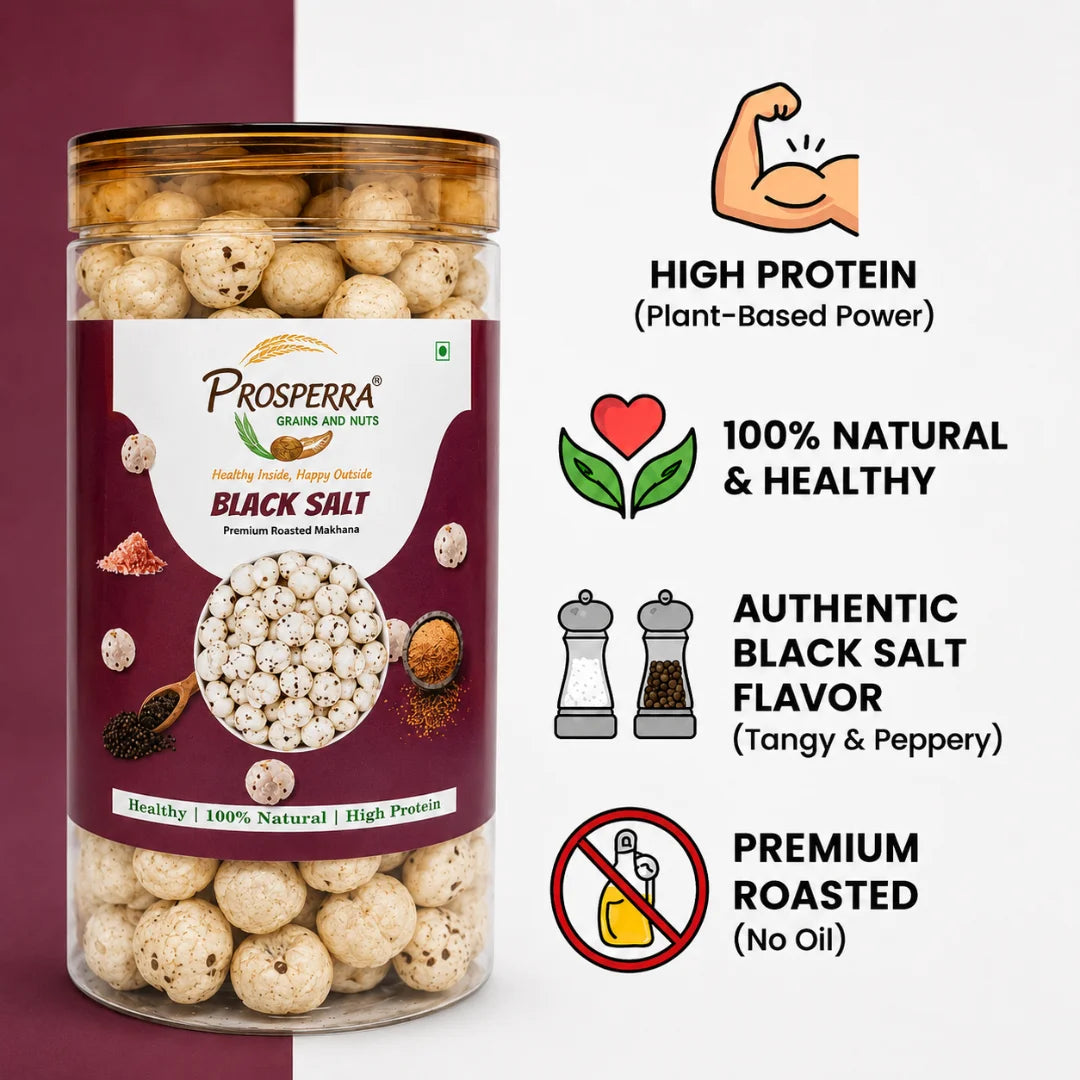 Black Salt Makhana Pack of 3 | Prosperra Grains & Nuts
