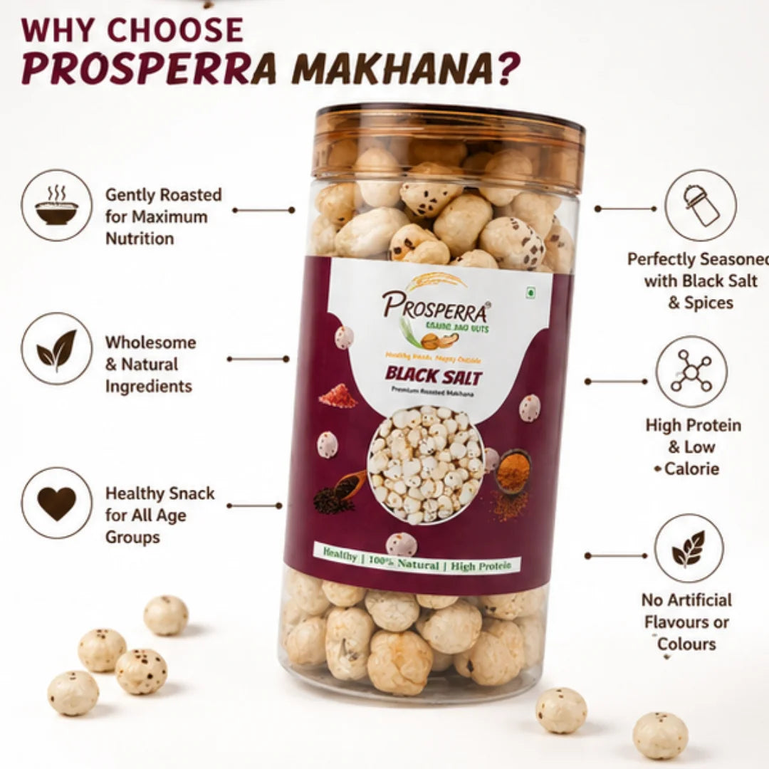 Black Salt Makhana Pack of 3 | Prosperra Grains & Nuts