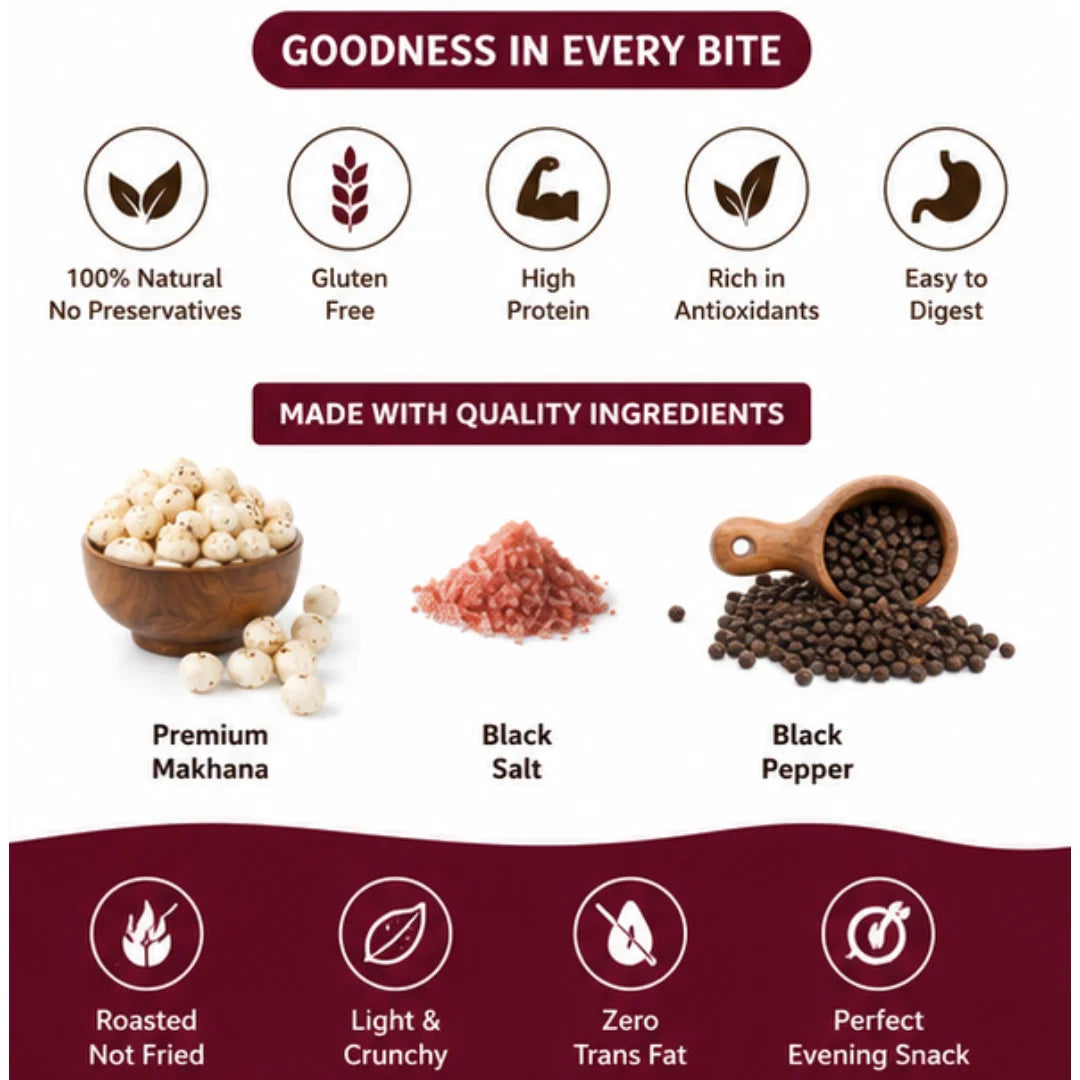 Black Salt Makhana Pack of 3 | Prosperra Grains & Nuts