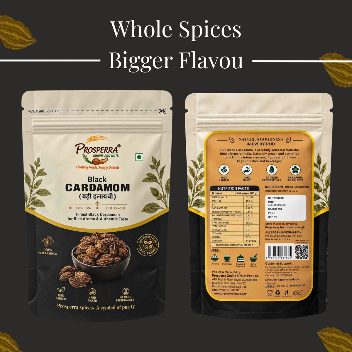 Premium Black Cardamom (Badi Elaichi) – Aromatic Indian Spice