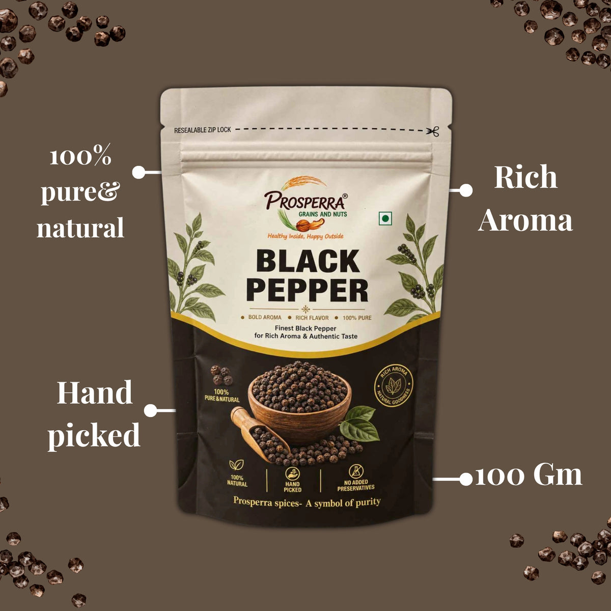 Premium Black Pepper (Kali Mirch) – Whole Aromatic Spice