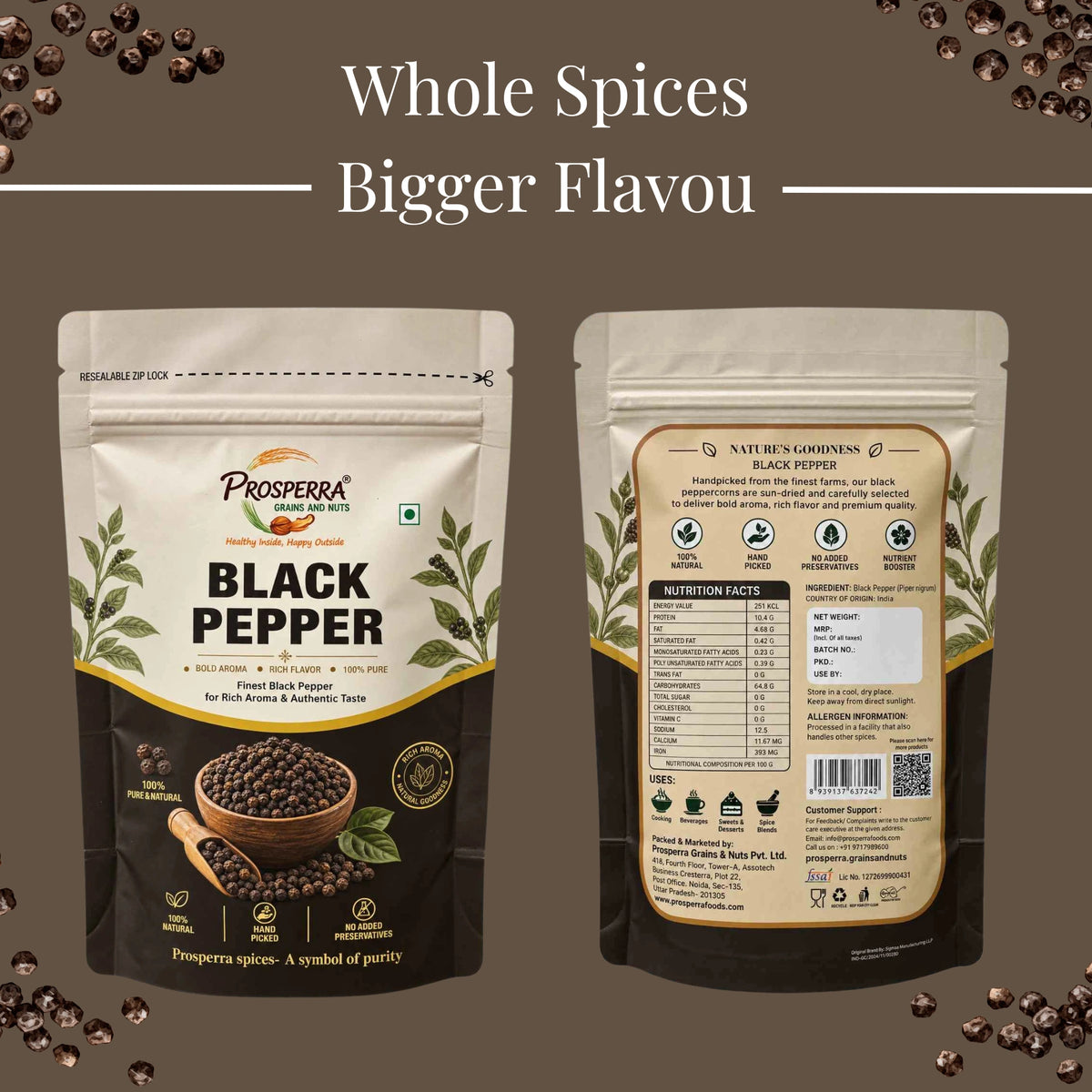 Premium Black Pepper (Kali Mirch) – Whole Aromatic Spice