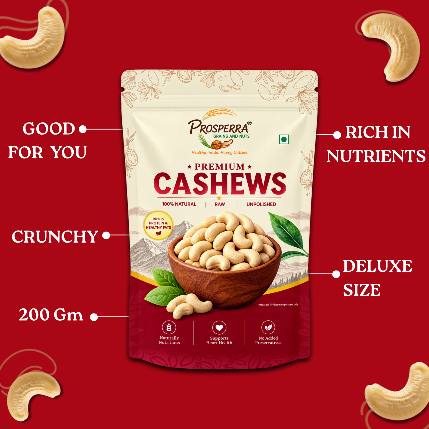 Prosperra Premium Cashews – Raw, Unpolished & 100% Natural Cashew Nuts