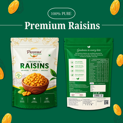Prosperra Premium Raisins (Kishmish) – 100% Natural, Sundried & Unpolished Raisins | Rich in Natural Energy