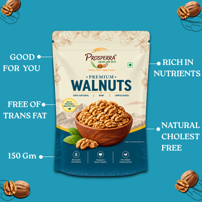 Prosperra Premium Walnuts (Akhrot) – 100% Natural, Raw & Unpolished Walnuts | Rich in Protein & Healthy Fats